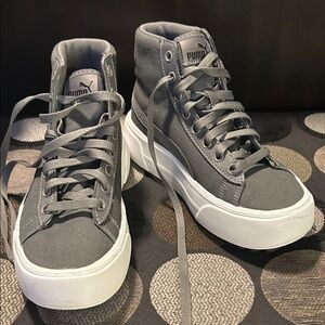 Puma Men's Charcoal and White High-Top Sneakers